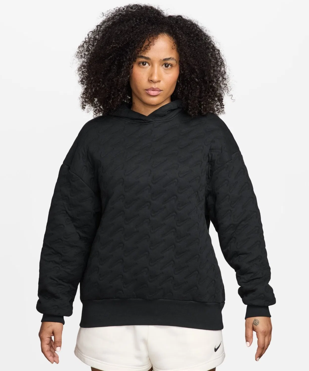 Женский пуловер с длинным рукавомNIKE NSW PHNX FLC LSE AOJ PO H, Black