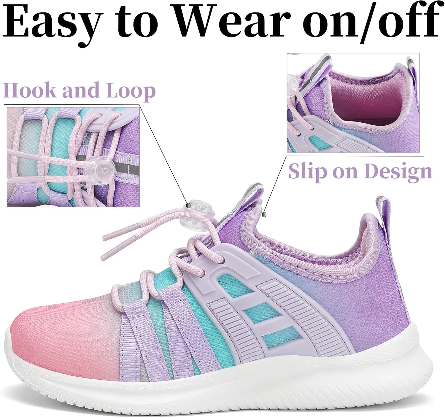 Детские кроссовки для мальчиков с дышащим верхом TOTOMONA, Pink Purple — фото 4