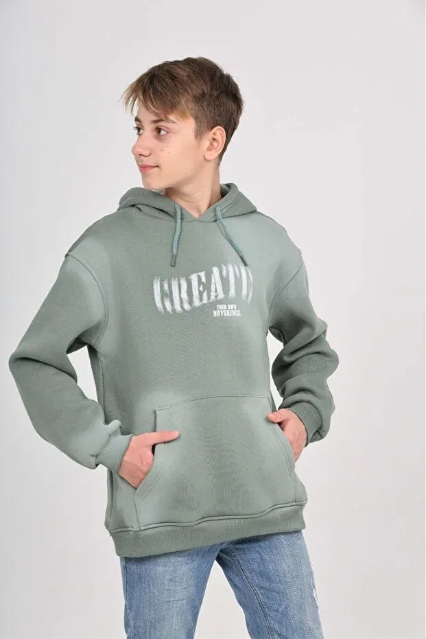 Детские свитшот для мальчиков с принтом Pistole Printed Toontoy, Dark Green — фото 2