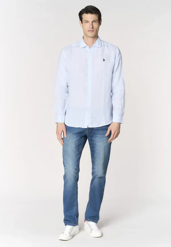 Рубашка из льна Shirt U.S. Polo Assn., синий — фото 2