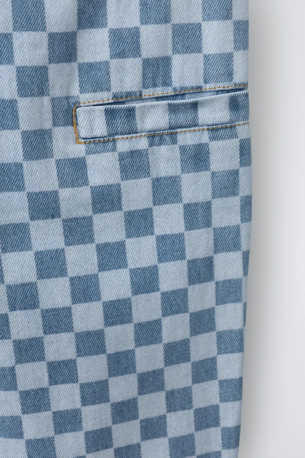 Джинсы свободного кроя с клетчатым принтом ZARA, Blue — фото 4
