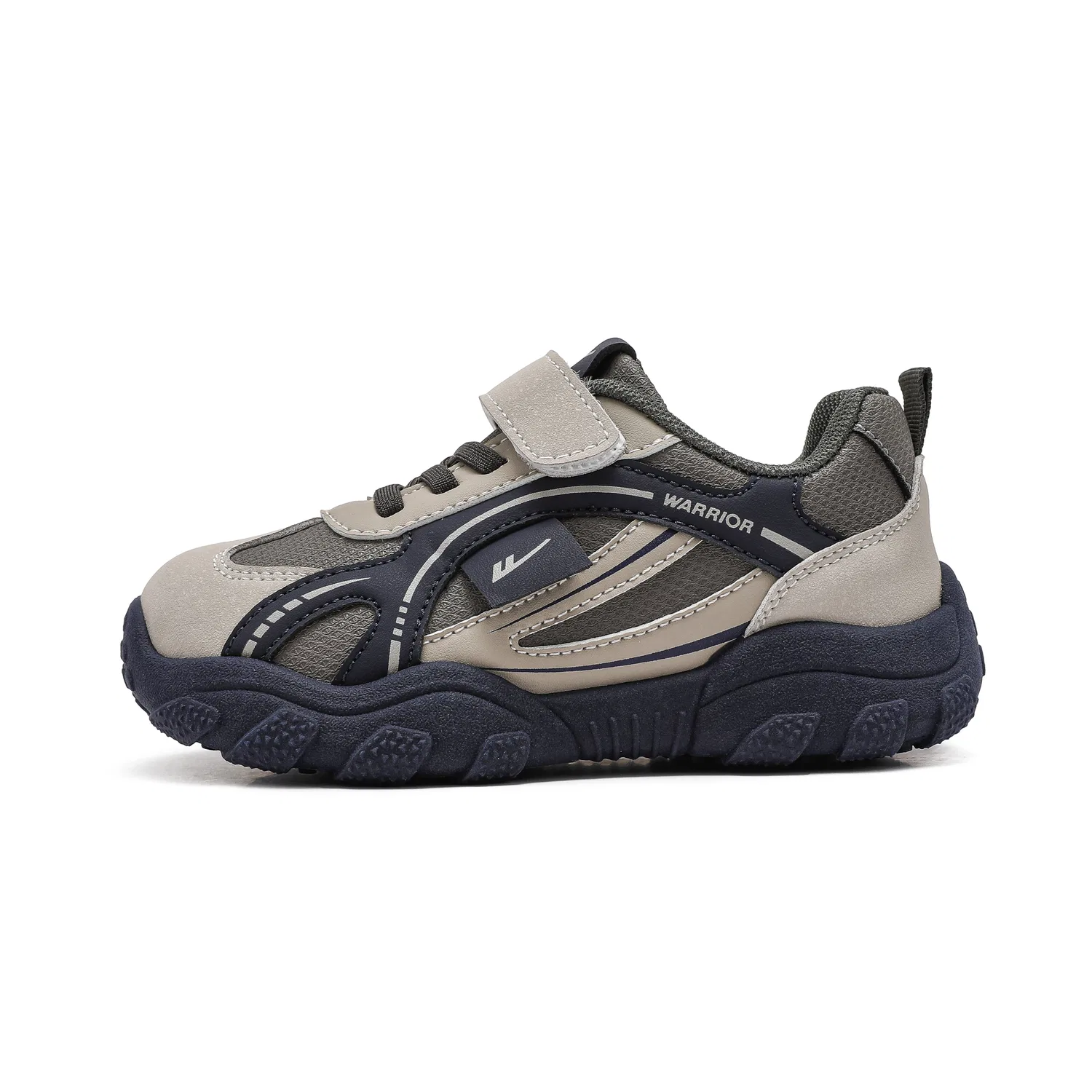 Детские повседневные кроссовки с синтетической кожей Kids' Casual Shoes, WARRIOR, Army Green/Dark Beige/Blue