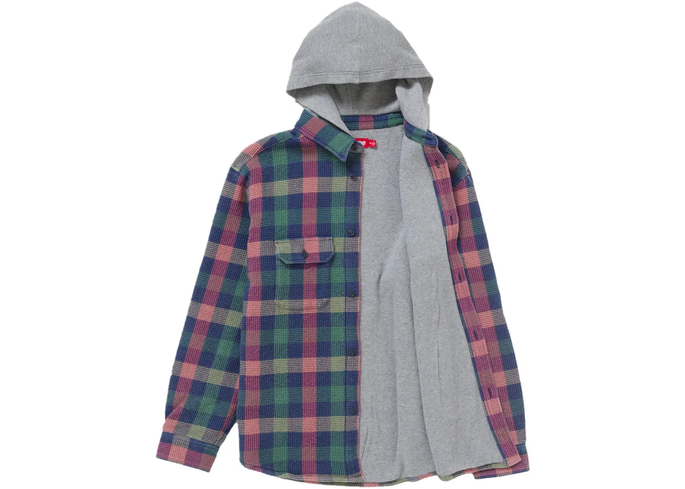 Мужская рубашка-худи с капюшоном в клетку Waffle Plaid Supreme, Multicolor — фото 2