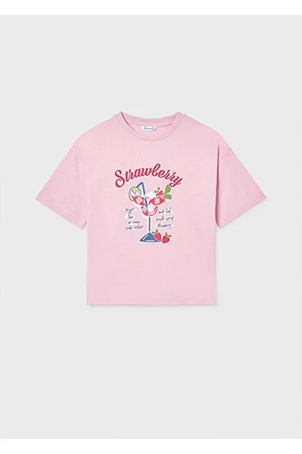 Детская футболка для девочек с принтом Summer Girl's Printed Tshirt Mayoral, Pink — фото 2
