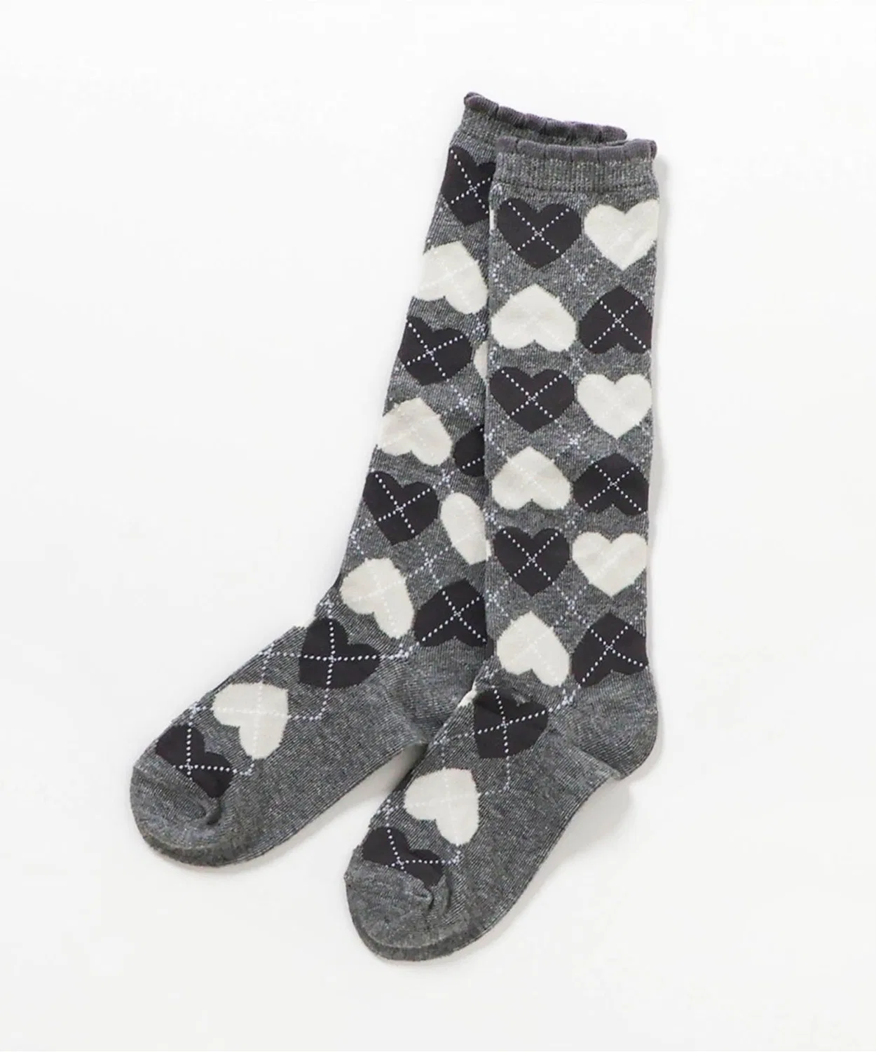 Детские носки с принтом Heart Argyle High Socks apres les cours, Серый