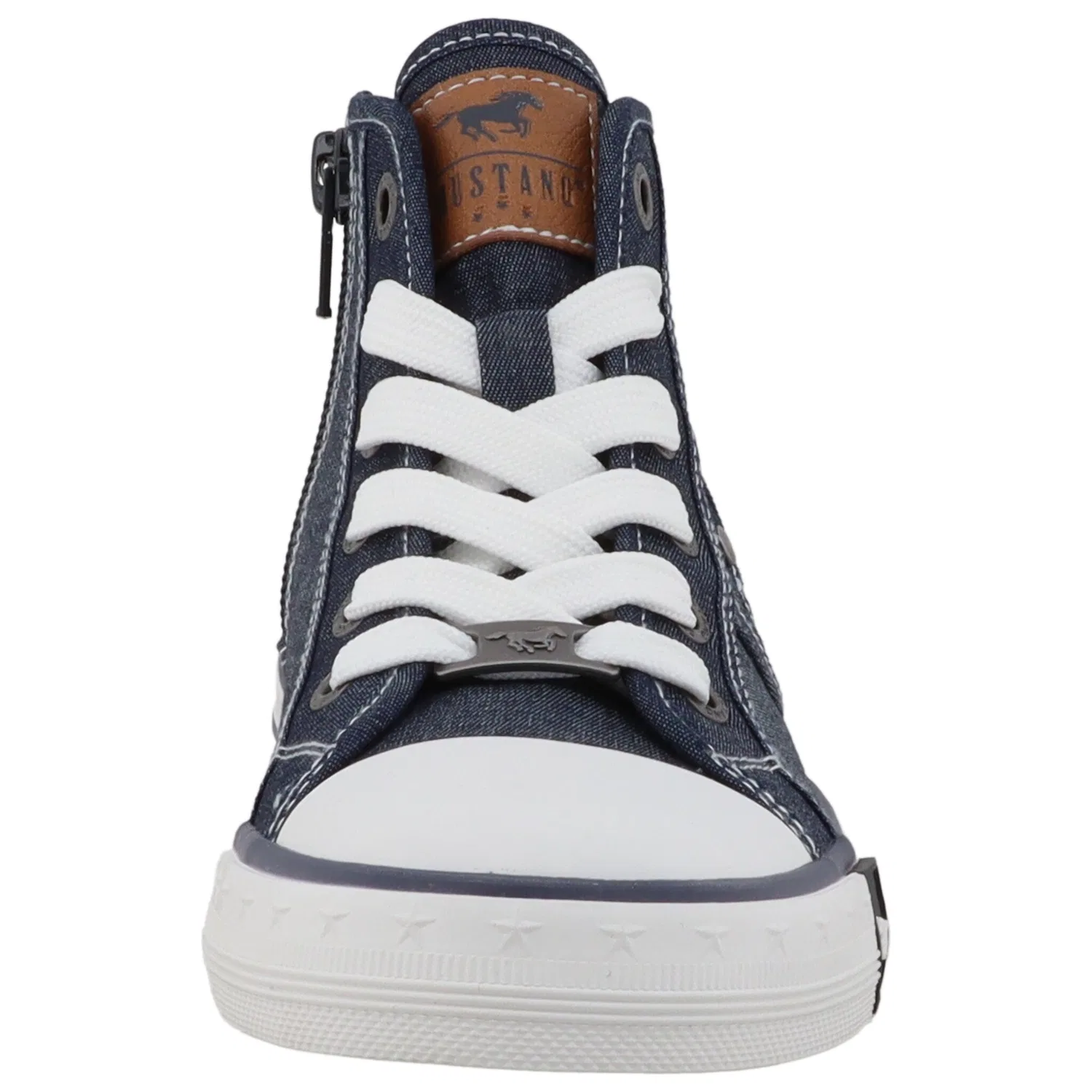Детские текстильные ботинки-шнурки с аппликацией Mustang Shoes, Navy — фото 3