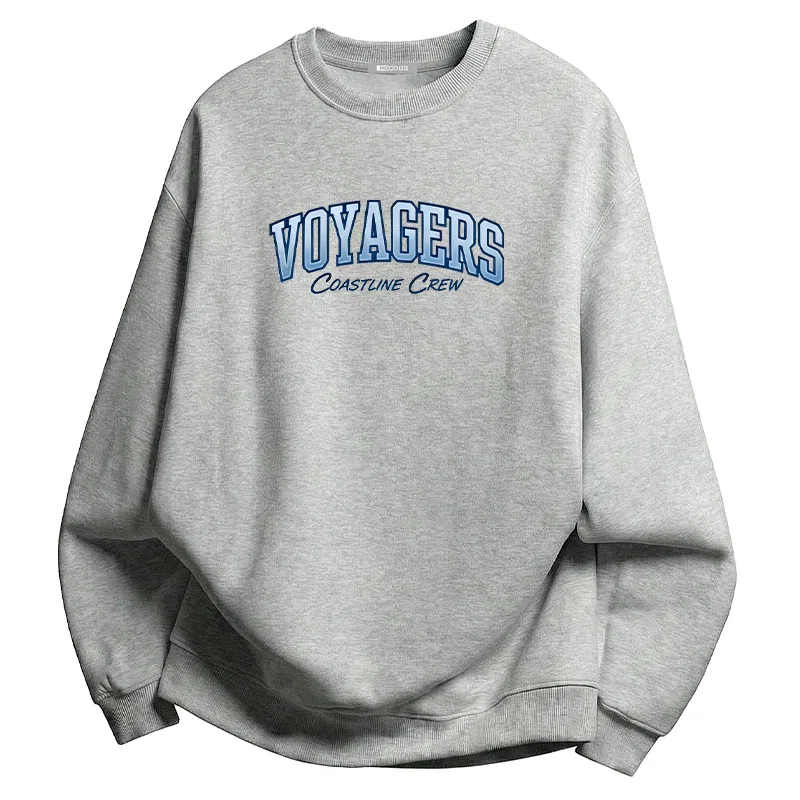 Детский свитшот свободного кроя с принтом VOYAGERS Slogan Print Red bean, Light Gray