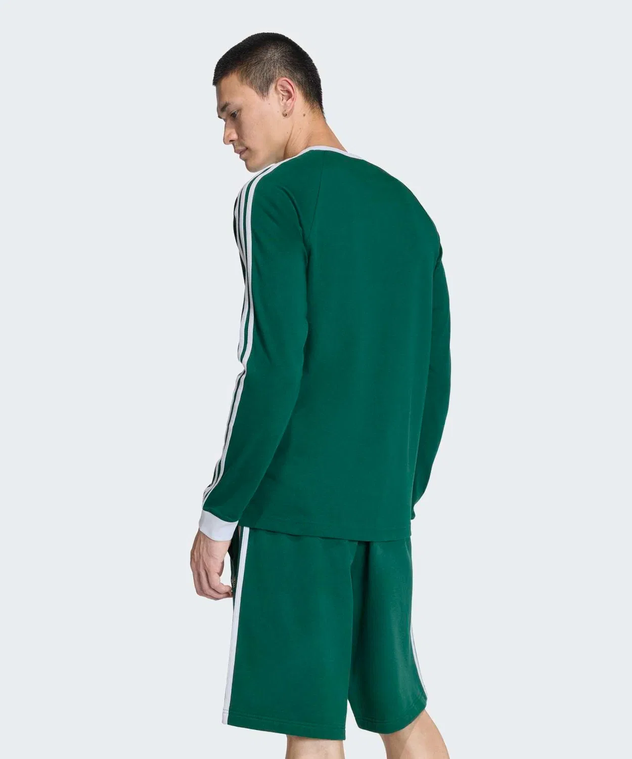 Мужская футболка с длинным рукавоми принтом Три полоски Adidas, Green — фото 4