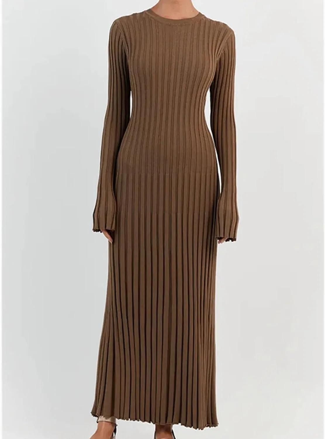 Женское вязаное платье-свитер с круглым вырезом Bodycon, Black — фото 2