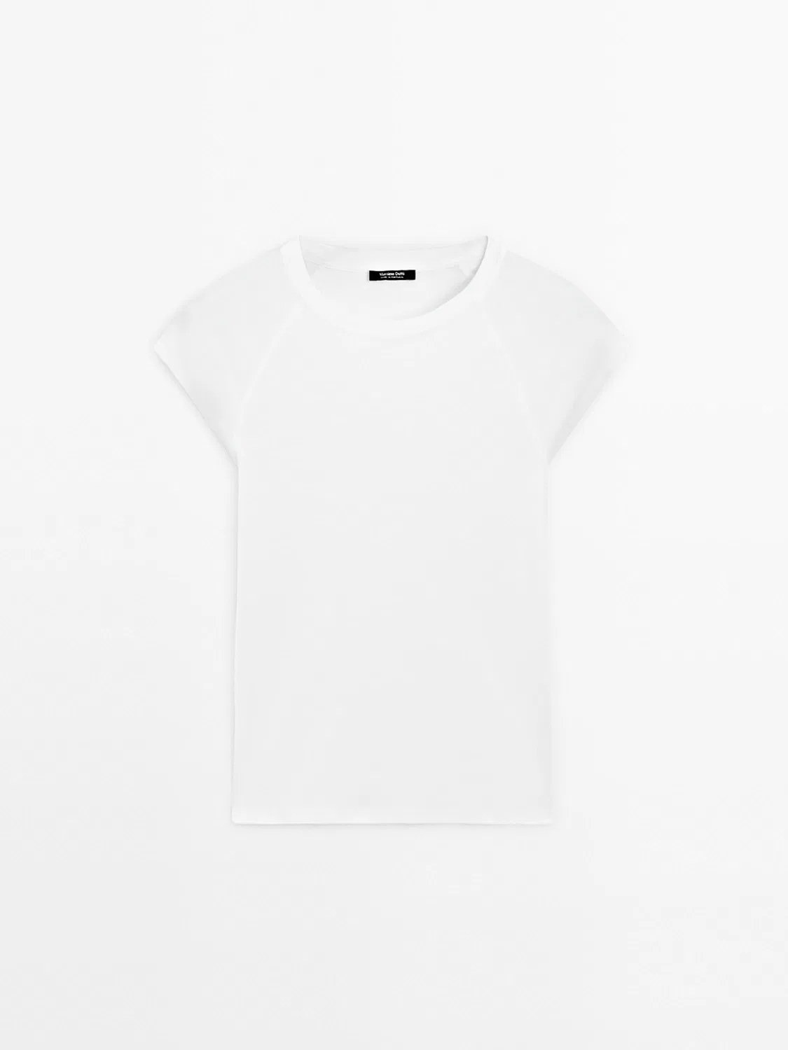 Футболка-Реглан с коротким рукавом, 100% хлопок Massimo Dutti, Off-White — фото 3