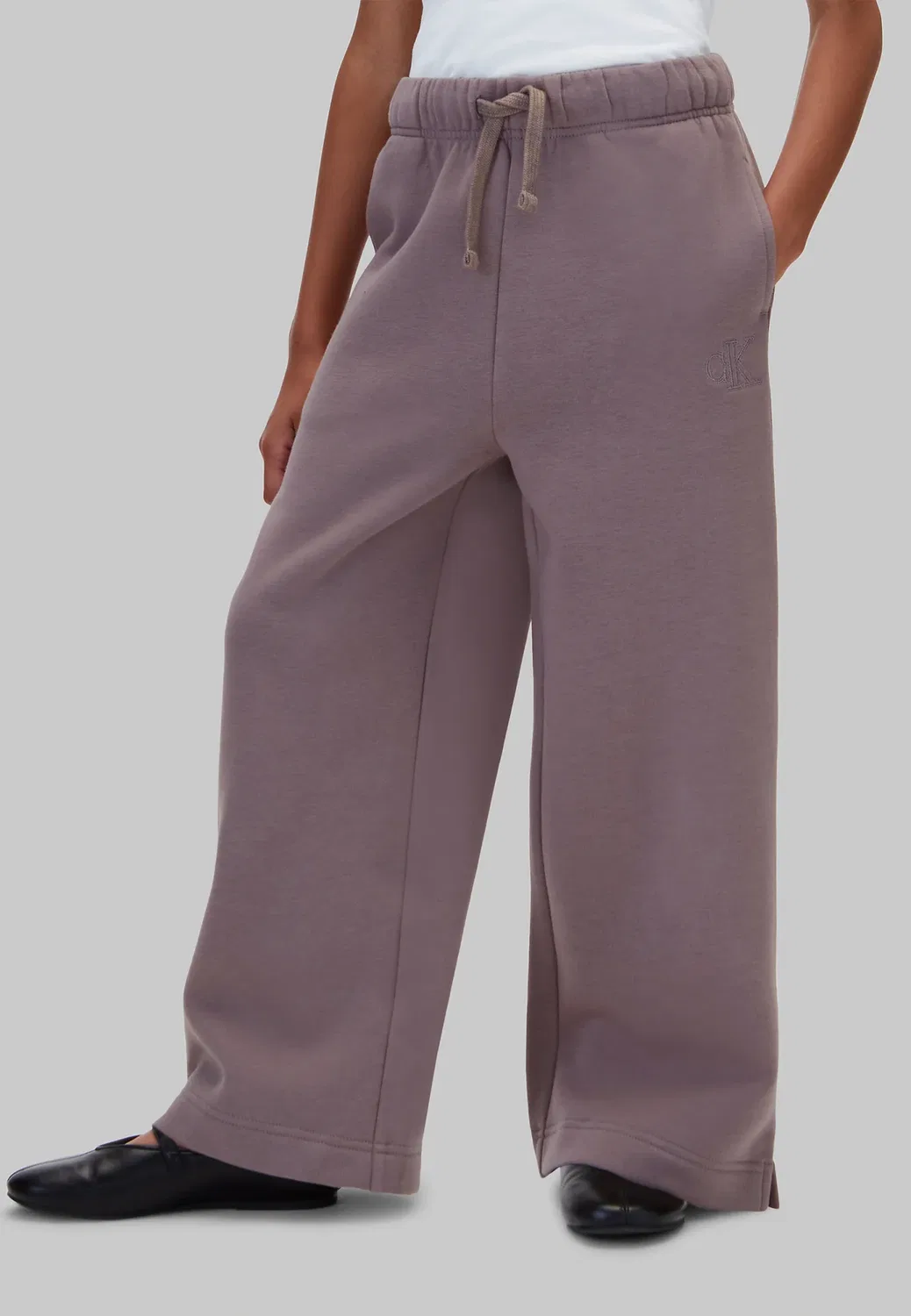 Детские спортивные штаны с широкими штанинами Calvin Klein Jeans, Iron — фото 2