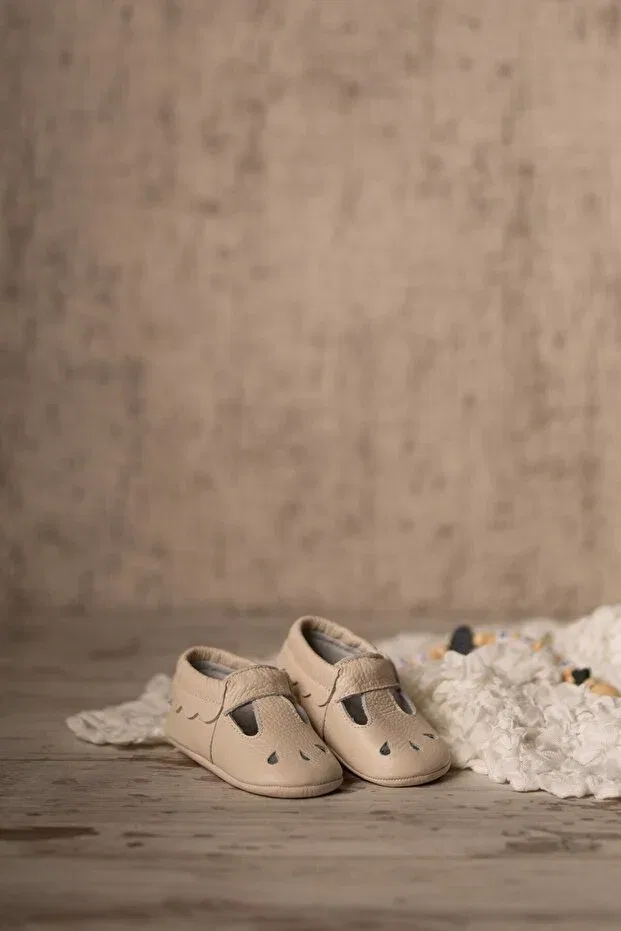 Детские туфли для девочек кожаные Nena Series Li Puna, Beige