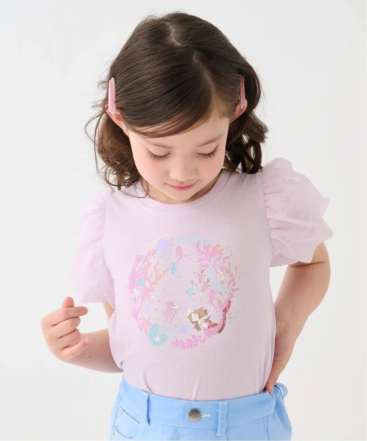 Детская футболка с коротким рукавом и принтом Mermaid Sea T-Shirt kate spade new york kids, Pink — фото 2