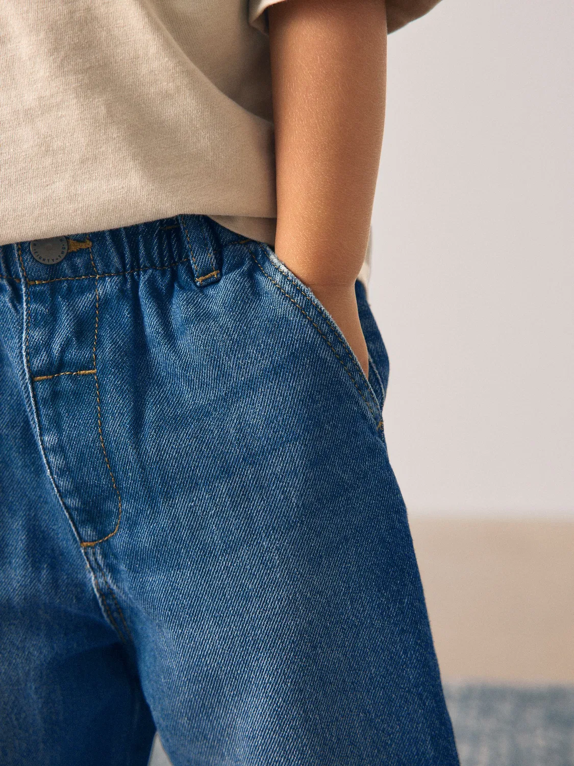 Джинсы свободного кроя Mid Blue Denim Next, голубой — фото 4