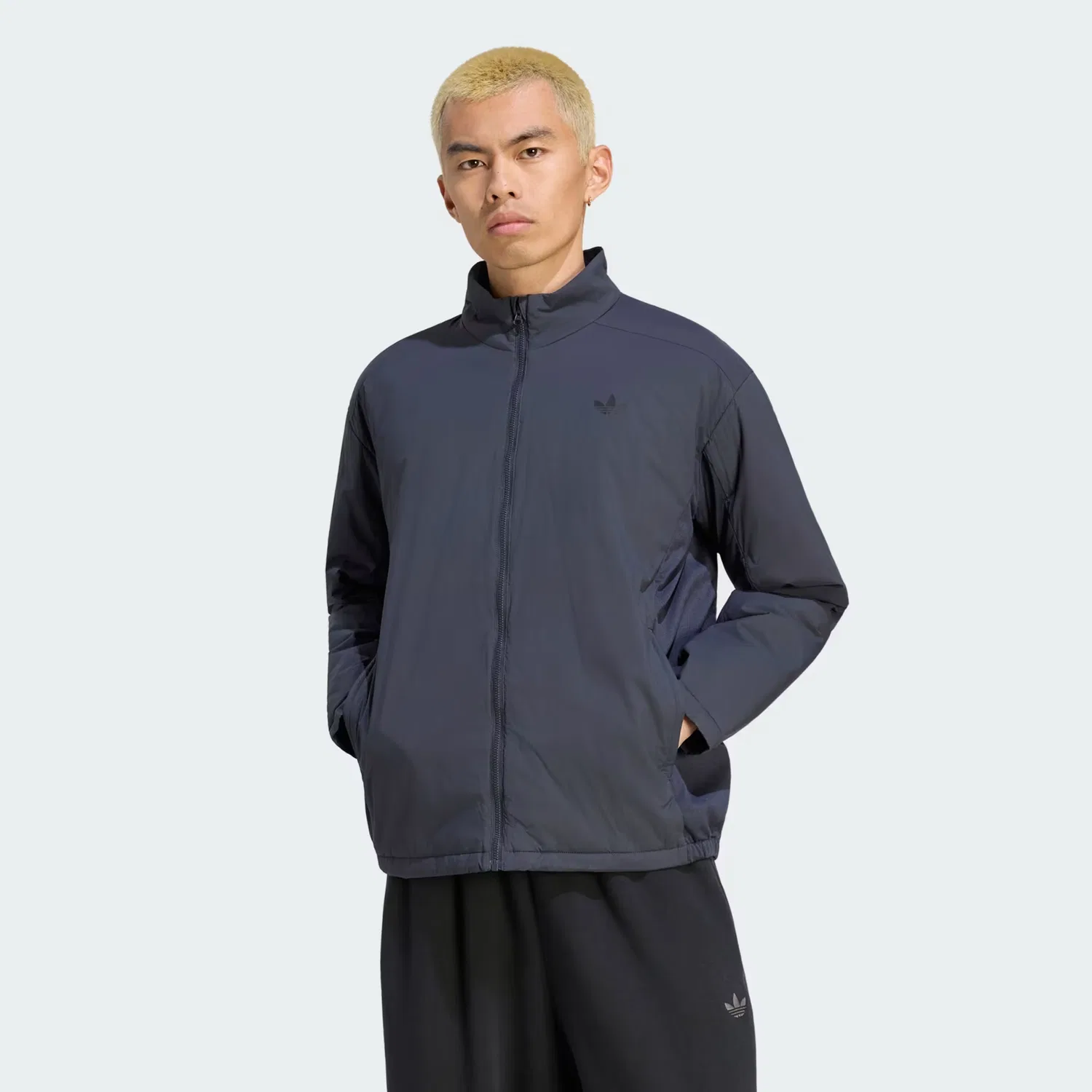 Мужская утепленная куртка на молнии 3-Stripes Adidas Originals, темно-серый