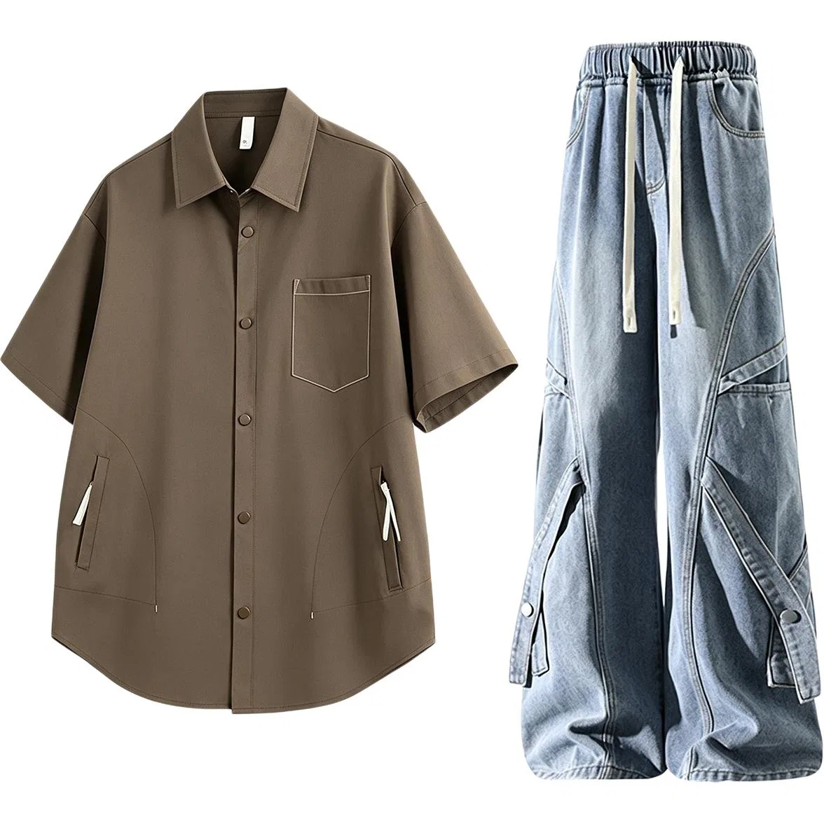 Детский комплект с коротким рукавом Casual Sportswear GWAF, Brown/Blue