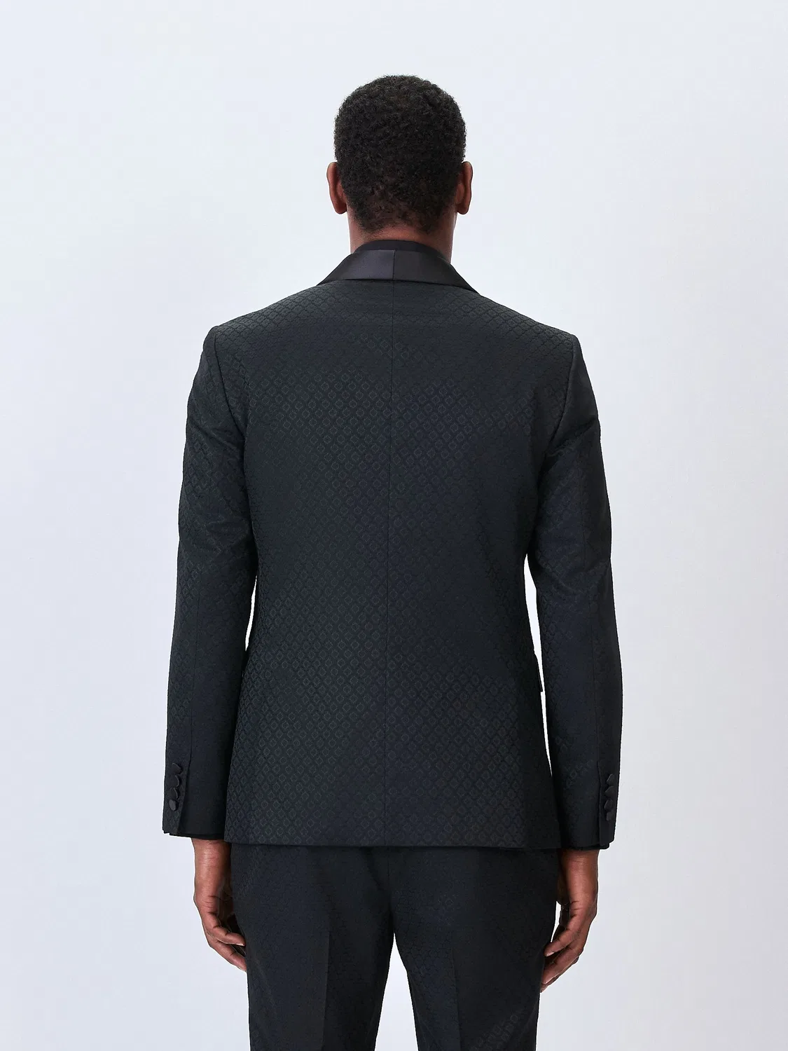 Пиджак смокинг Slim Fit, жаккардовый Next, черный — фото 4