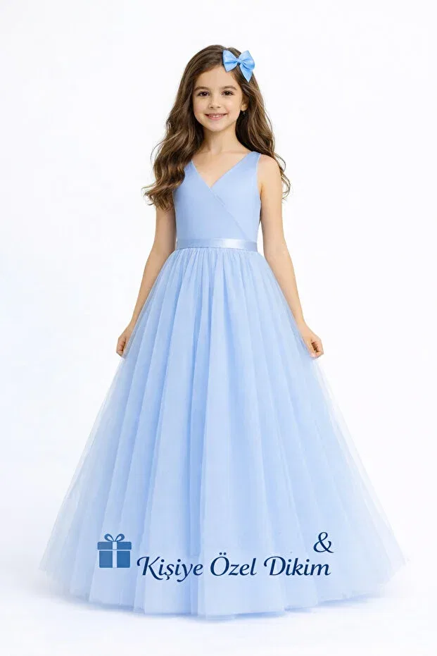 Детское платье для девочек с запахом Nsmlife, Babe Blue