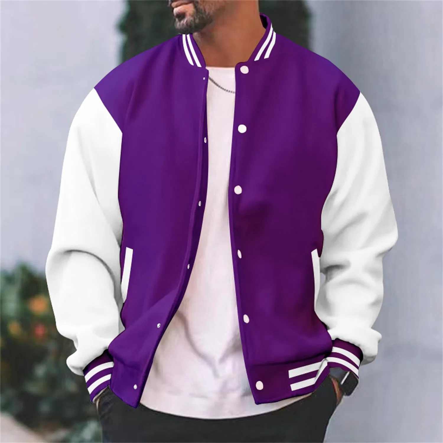 Мужская куртка-бомбер с длинным рукавом American Style Baseball College, purple — фото 2