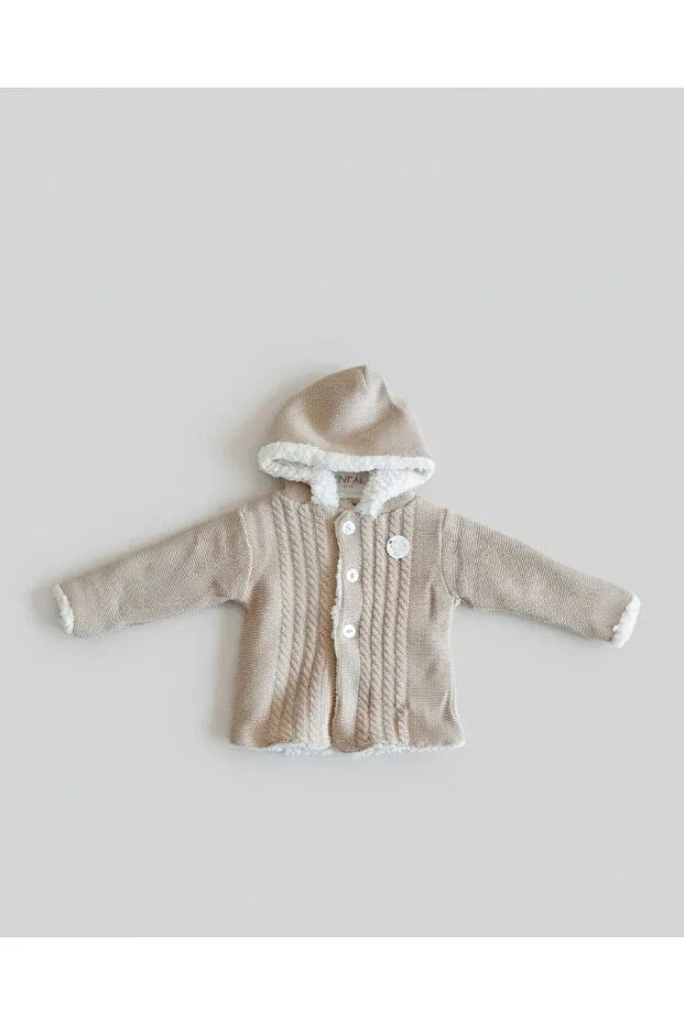 Детский кардиган для девочек с капюшоном Enfal Bebe, Light Brown — фото 2