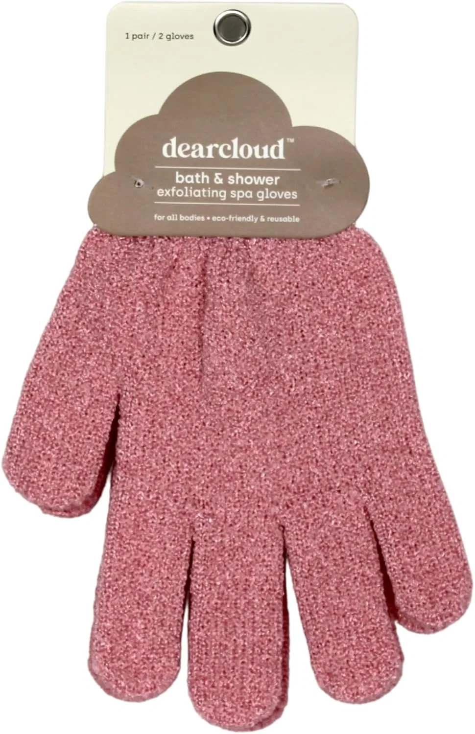 Эксфолирующие перчатки для душа, dearcloud, набор 2 шт, Pink & Taupe