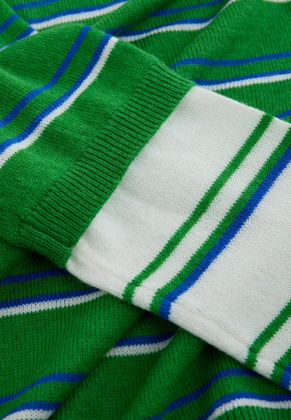 Свободный крой - вязаный топ с длинными рукавами - джемпер Next, Green White Stripe — фото 2