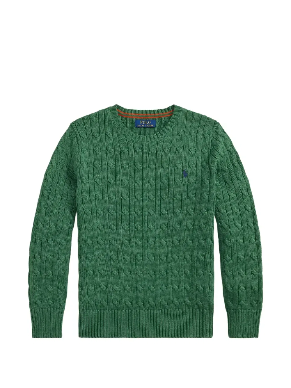 Вязаный джемпер с узором косы и вышивкой пони Polo Ralph Lauren Kids, зеленый