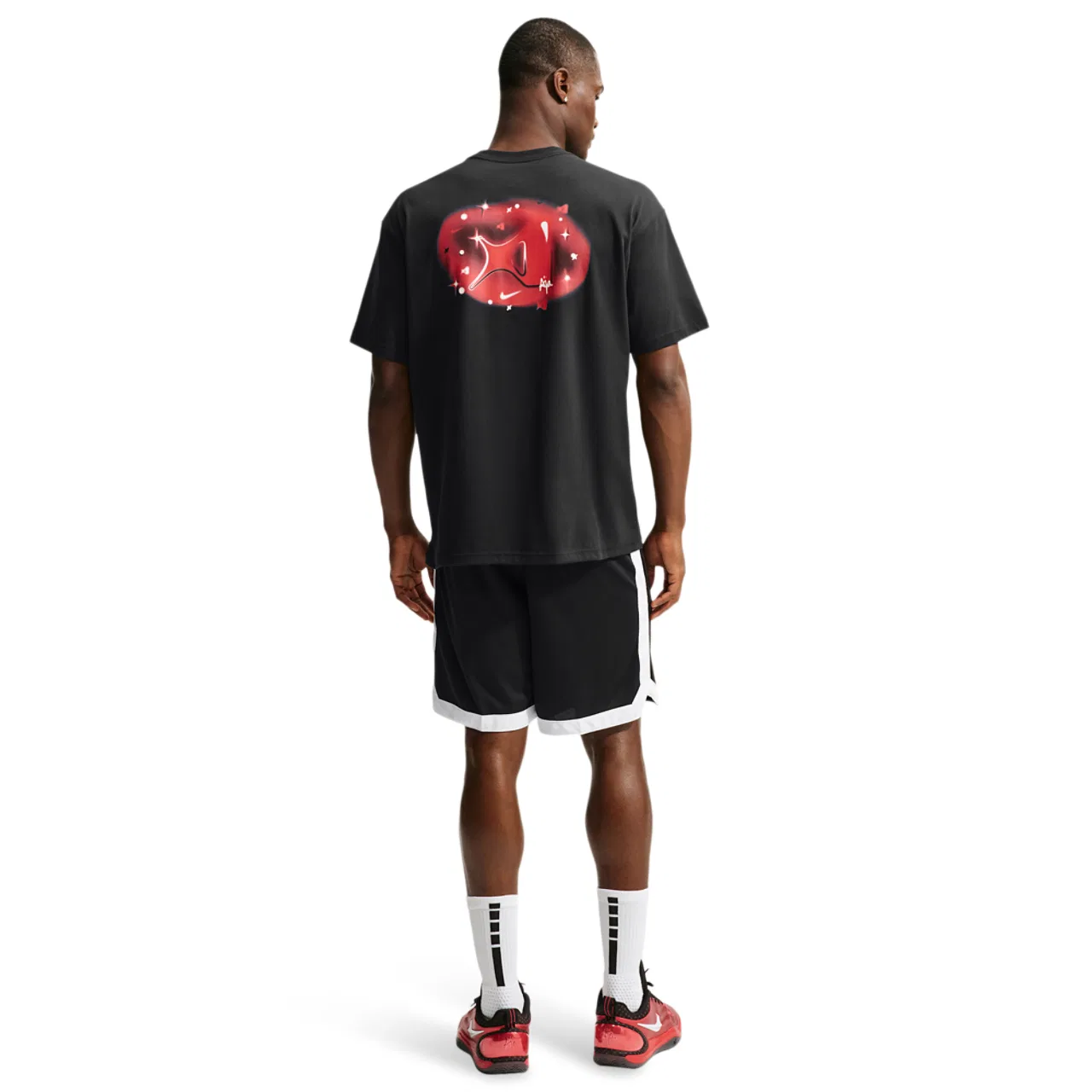 Мужская футболка с принтом Aja Airbrush Nike, Black/University Red — фото 4