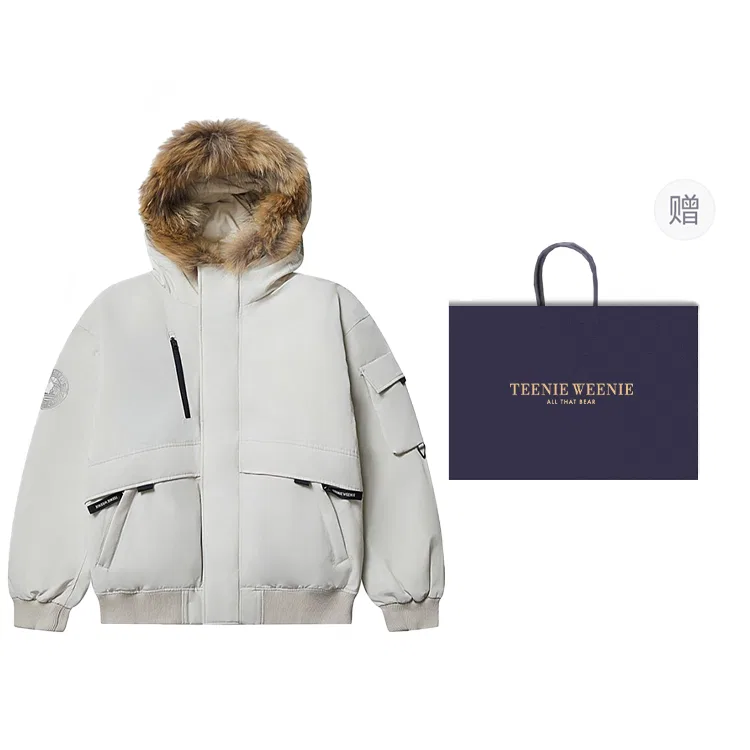 Детский пуховик с капюшоном Little Volcano Teenie Weenie Men, Snow Mountain White