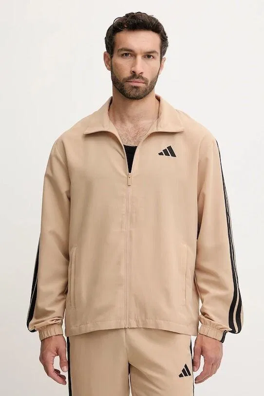 Мужской спортивный костюм с молнией adidas Sportswear Basic 3-Stripes Woven, Beige — фото 2