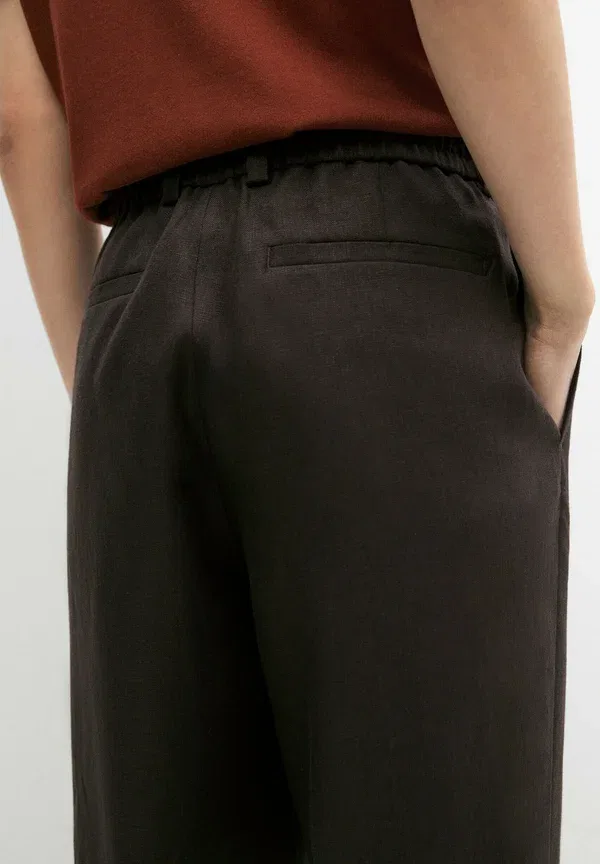 Брюки из льна Trousers Massimo Dutti, темно-коричневый — фото 4