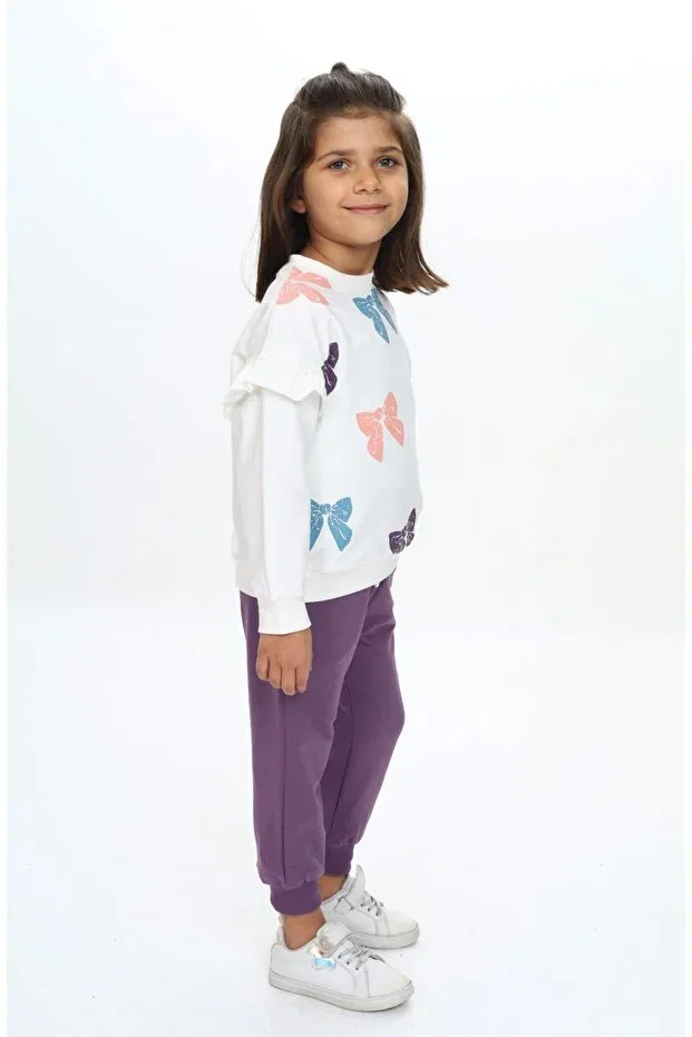 Детский комплект для девочек с принтом Bow Printed Toontoy, Purple — фото 3