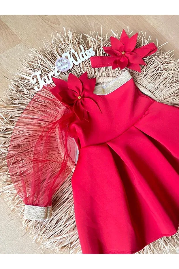 Детское платье для девочек с принтом Elegant Moda, Red — фото 2
