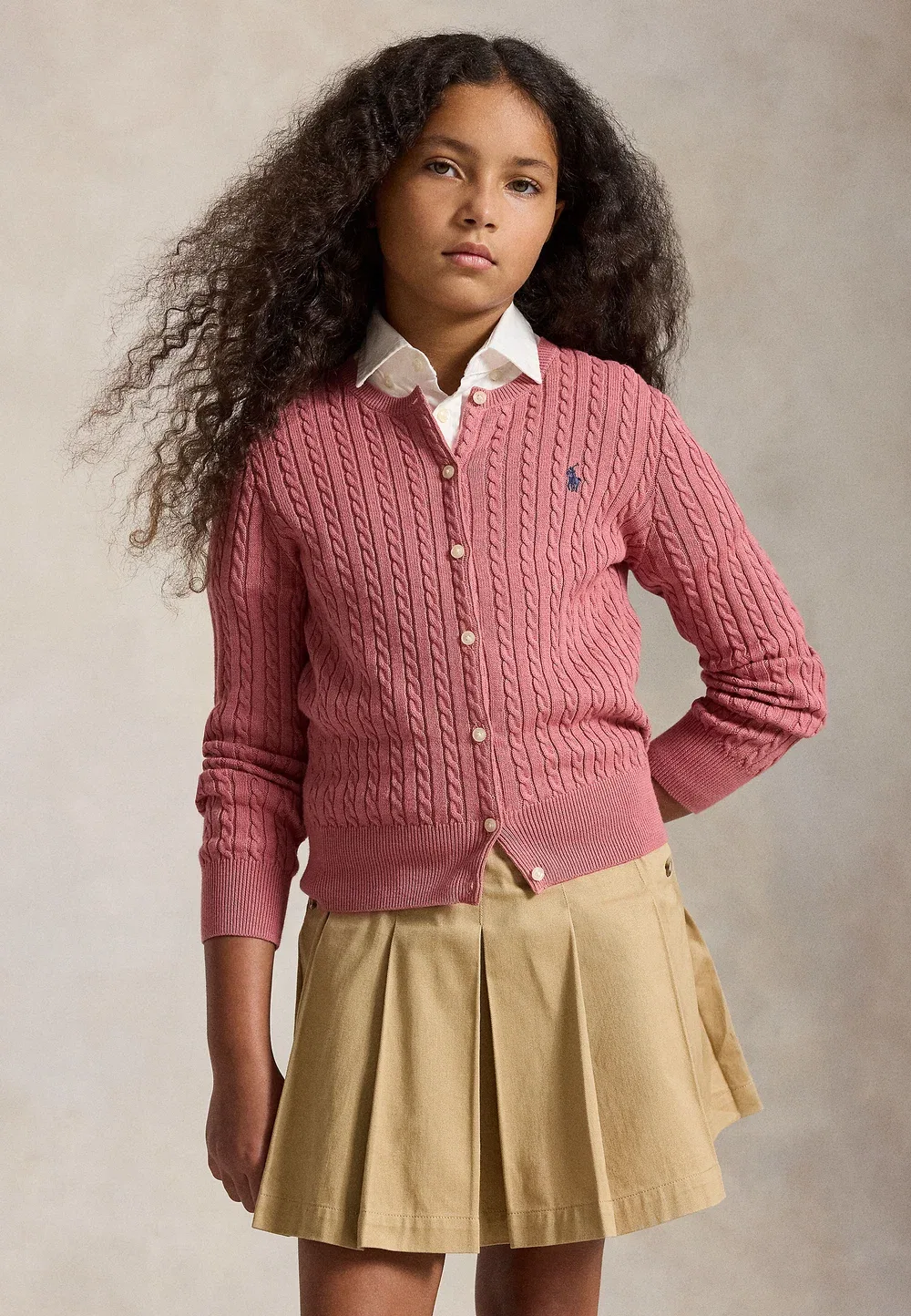 Хлопковый кардиган Mini-Cable, размер 7-14 лет Polo Ralph Lauren, Pink — фото 2