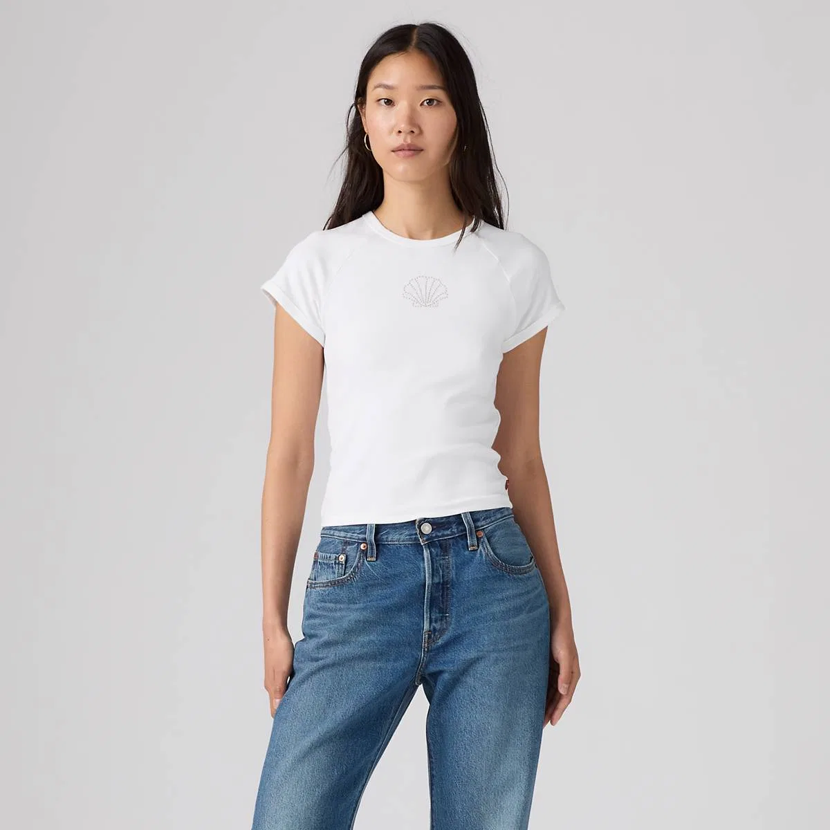 Футболка-Реглан Graphic Riley Levi's, Pearl Embellished Sh - White — фото 3