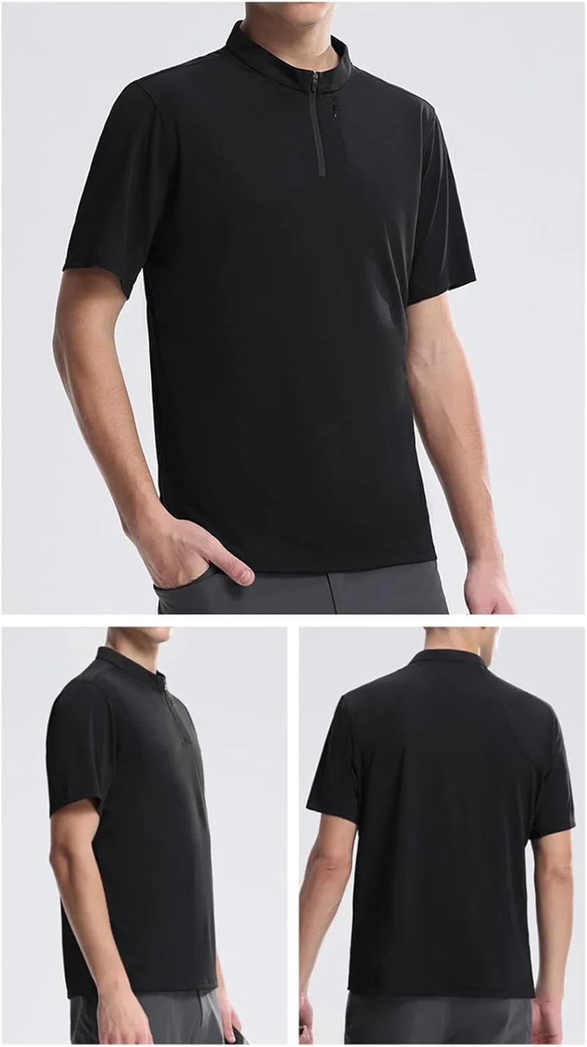 Мужская футболка с полузастежкой-молнией Basic Henley, Black — фото 2