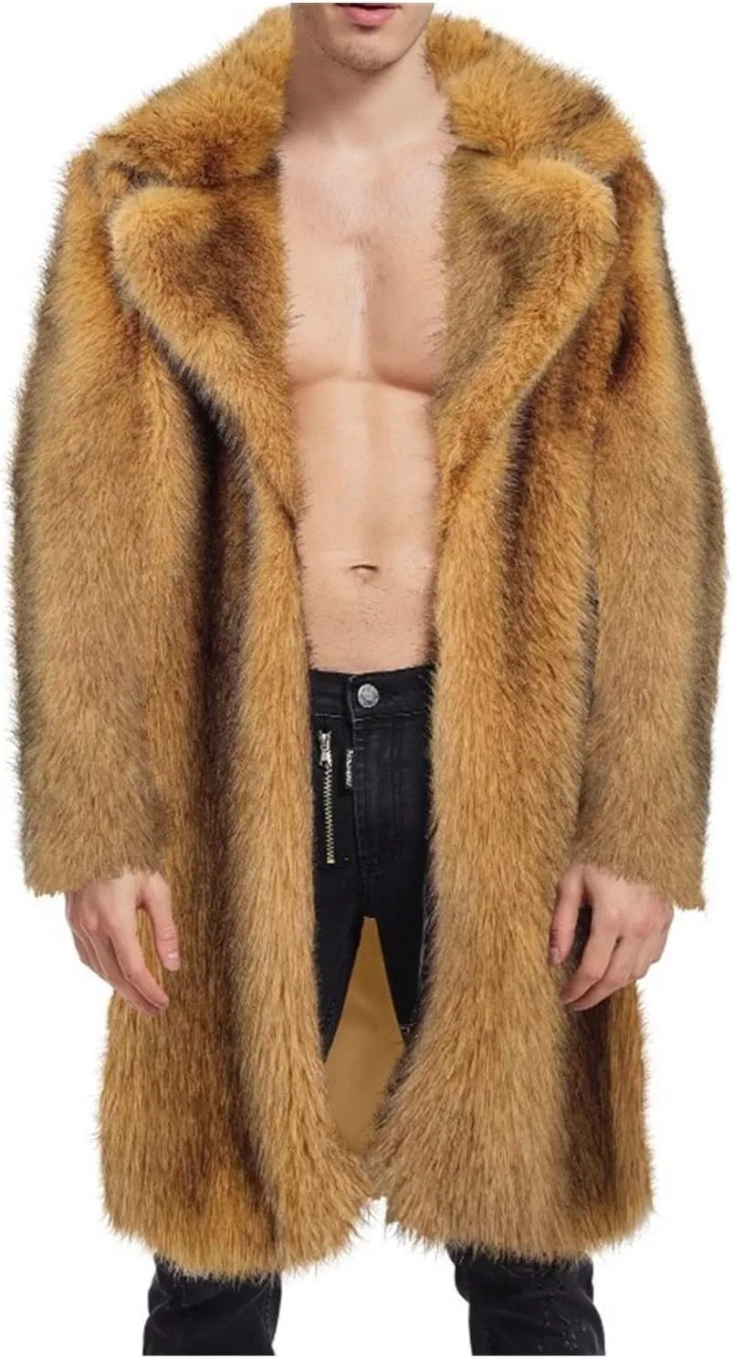 Мужское пальто из искусственного меха, модель Vintage Classic Officer, жёлтый