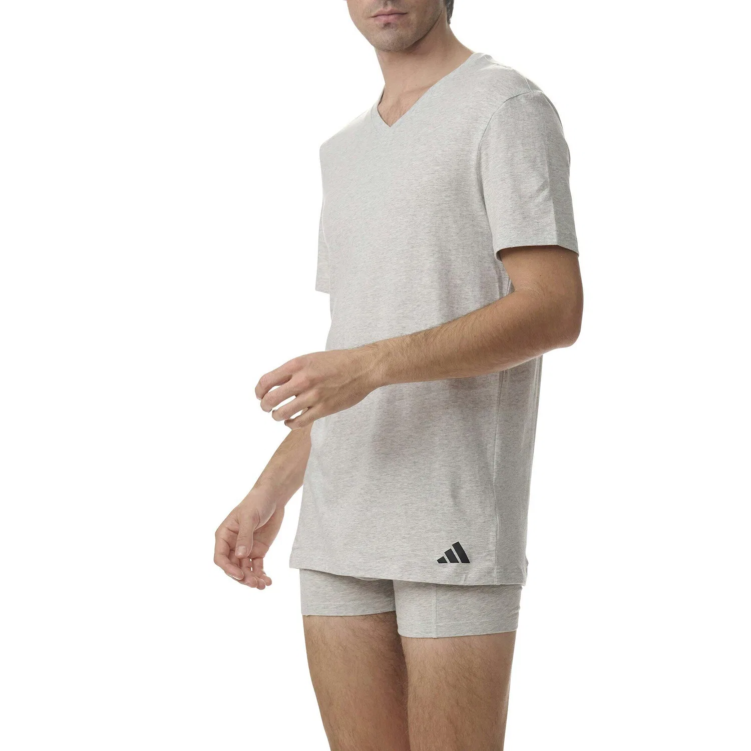 Мужской комплект футболок с V-образным вырезом Active Core Cotton 3PK Adidas, Bunt Grungrau Weiss — фото 3