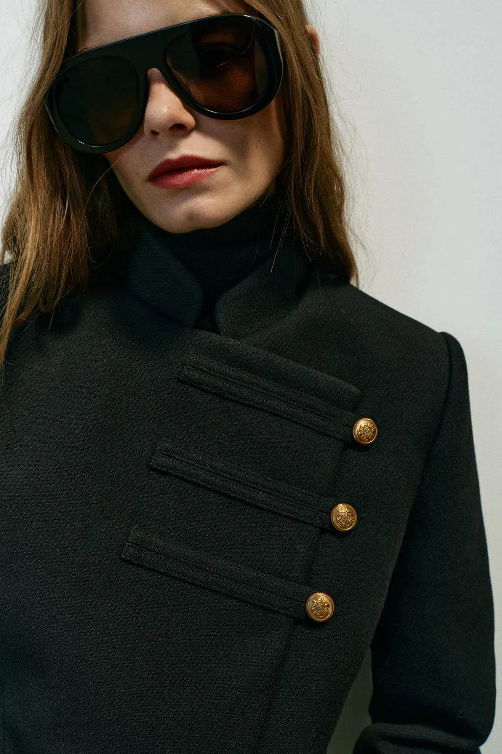 Куртка Zara укороченная с асимметричной застежкой, черный — фото 4