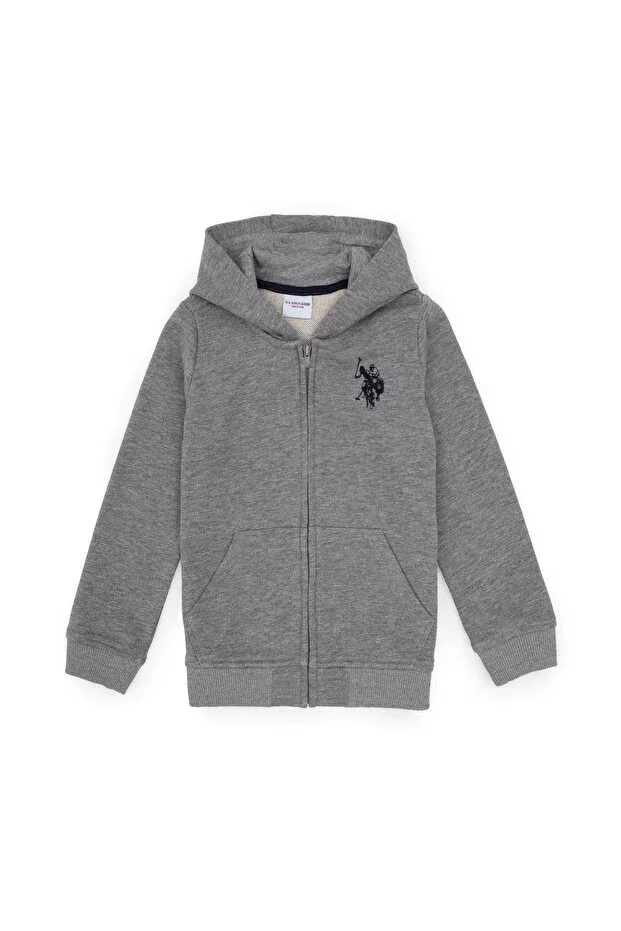 Детское худи на молнии с капюшоном для мальчиков U.S. Polo Assn., Gray Melange
