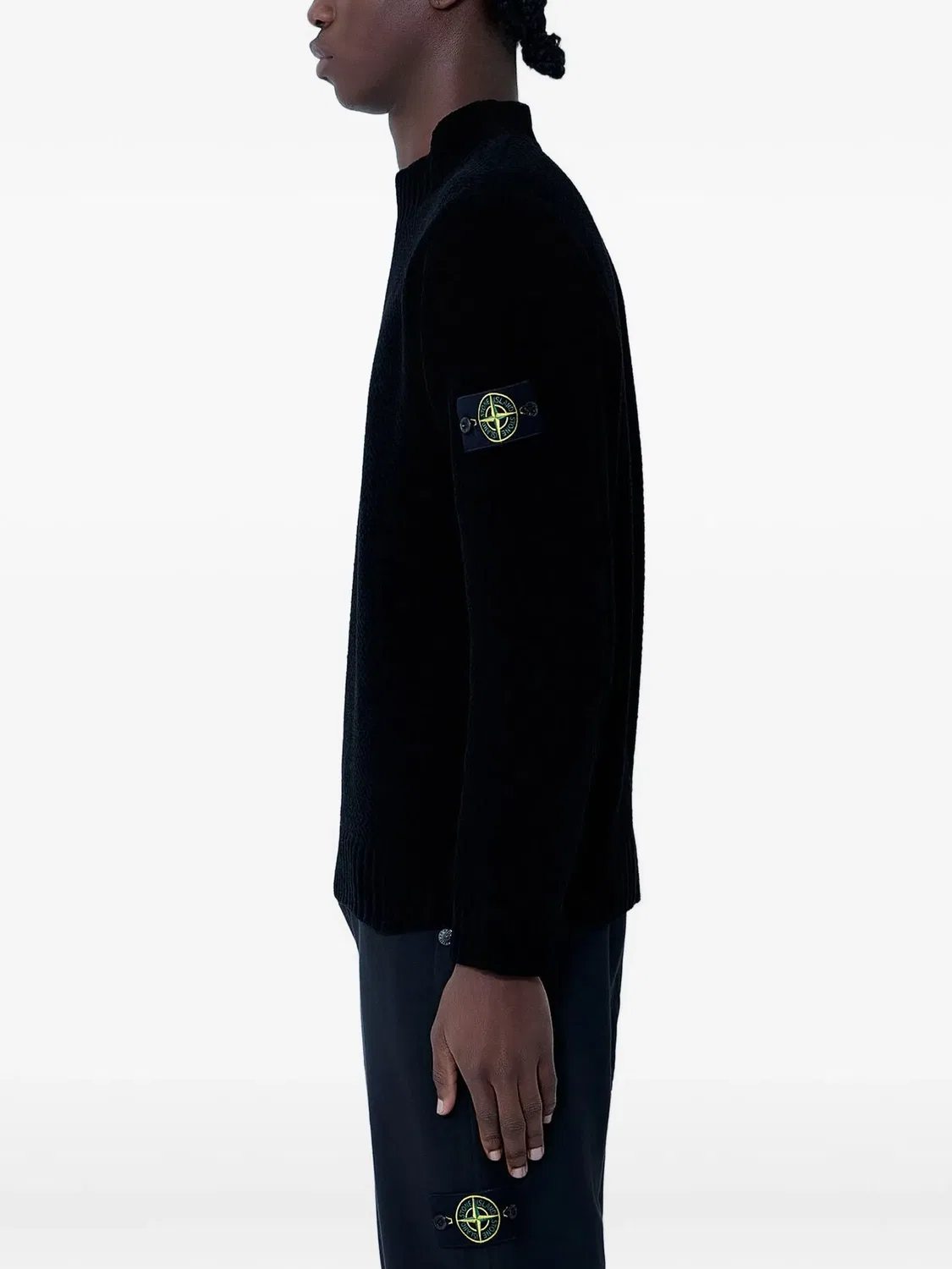 Свитер с эмблемой Stone Island, черный — фото 2