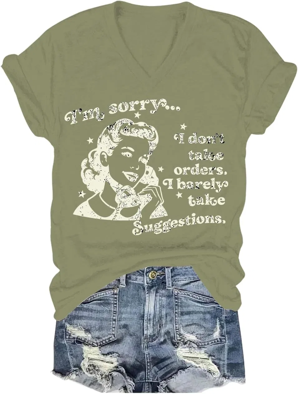 Футболка с принтом I Don't Take Orders I Barely Take Suggestions, Green
