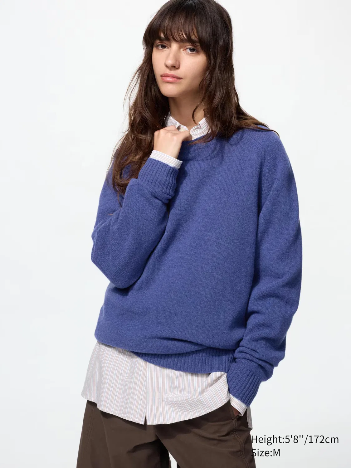 Свитер Uniqlo, овечья шерсть, круглый вырез, фиолетовый — фото 3