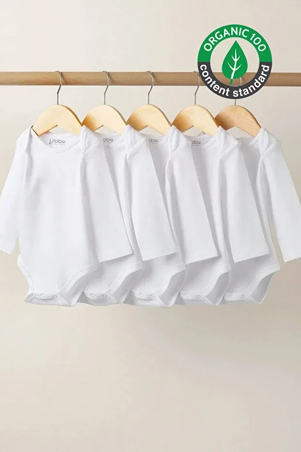 Детское боди с длинным рукавом 5 предметов Lilabio, White