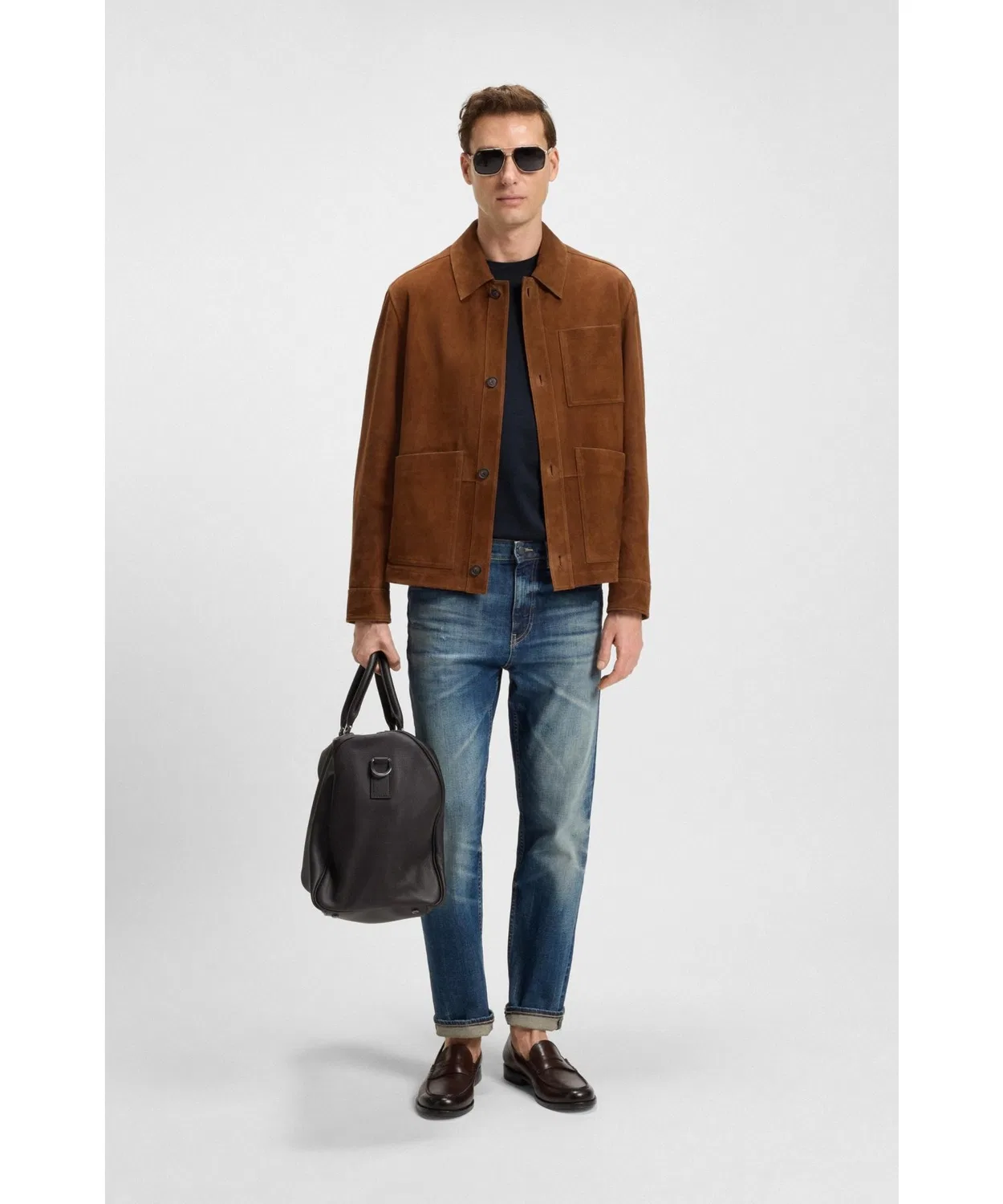 Мужская футболка из хлопкового пике Regular Fit BOSS, Dark Blue — фото 4