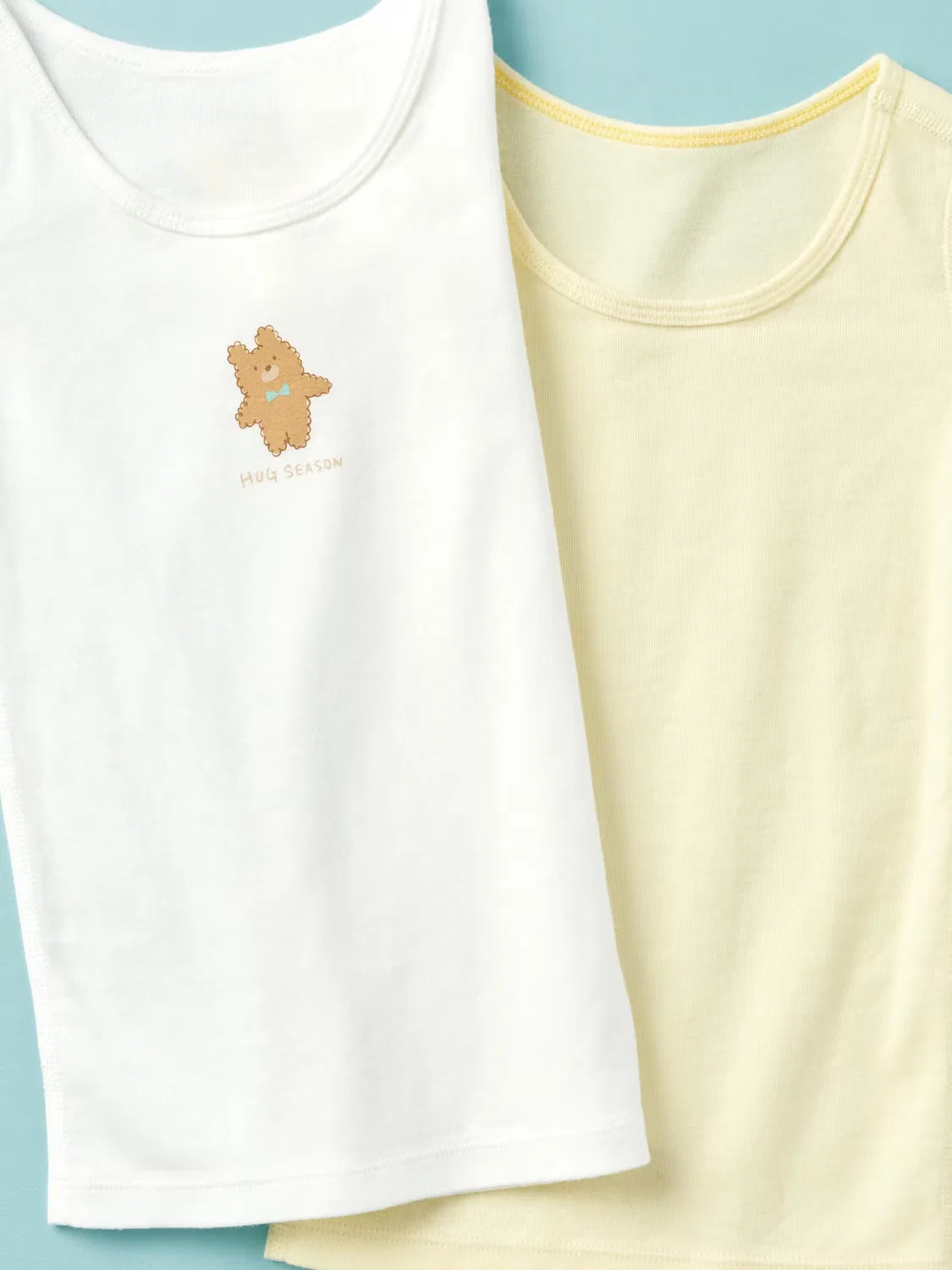 Футболка Uniqlo Внутренняя из хлопковой ребристой вязки, комплект из 2 штук, светло-голубой — фото 2