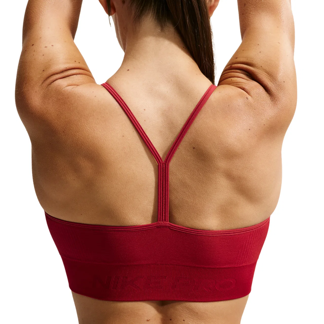 Женский спортивный бесшовный бюстгальтер Pro Dri-FIT Seamless LS Bra Nike, Tough Red — фото 2