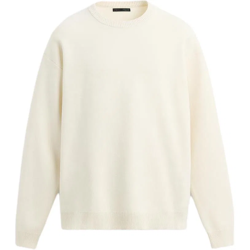 Мужской свитер с круглым вырезом Oyster White ZARA, Oyster White