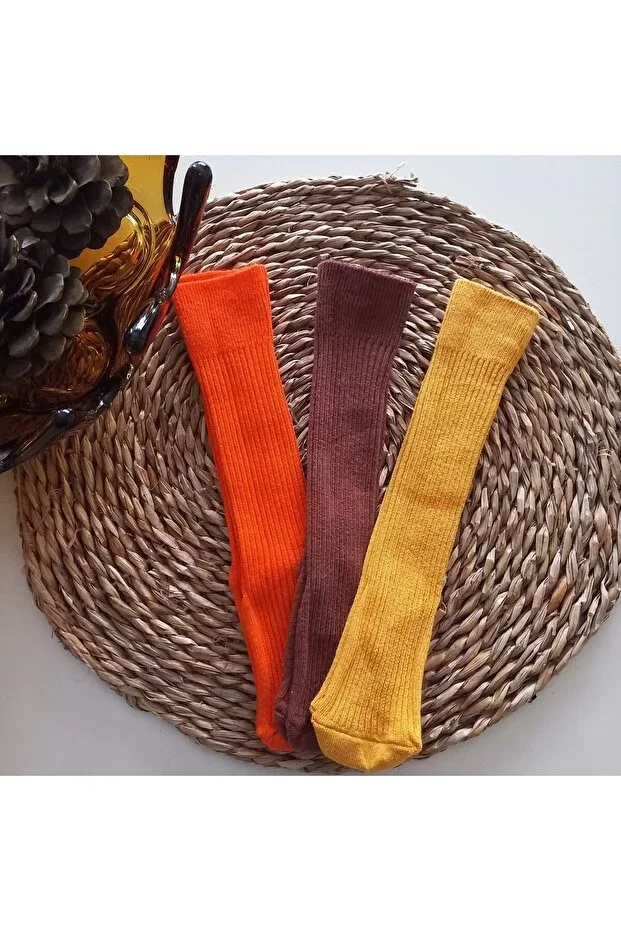 Детские носки для девочек с рисунком комплект 3 пары Mars Baby, Orange Brown Mustard