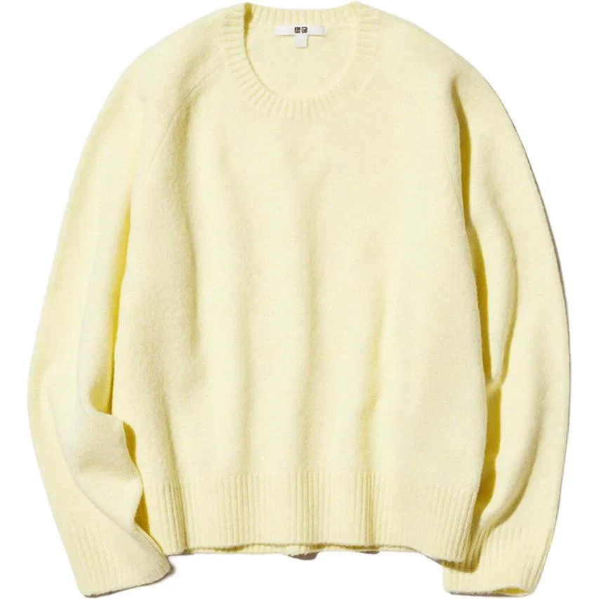 Женский свитер с круглым вырезом Apricot Yellow UNIQLO, Абрикосовый Желтый